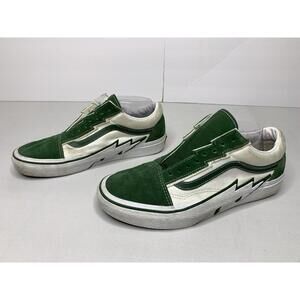 Vans Old Skool Bolt Green Size 8.5 Low Top Suede Sneakers NO LACES P149
